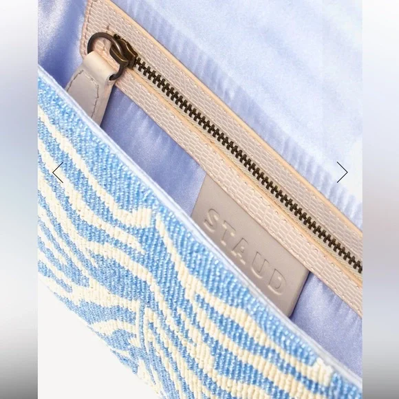 *SOLD* STAUD TOMMY BEADED BAG LIGHT BLUE CREAM - Picture 3 of 10